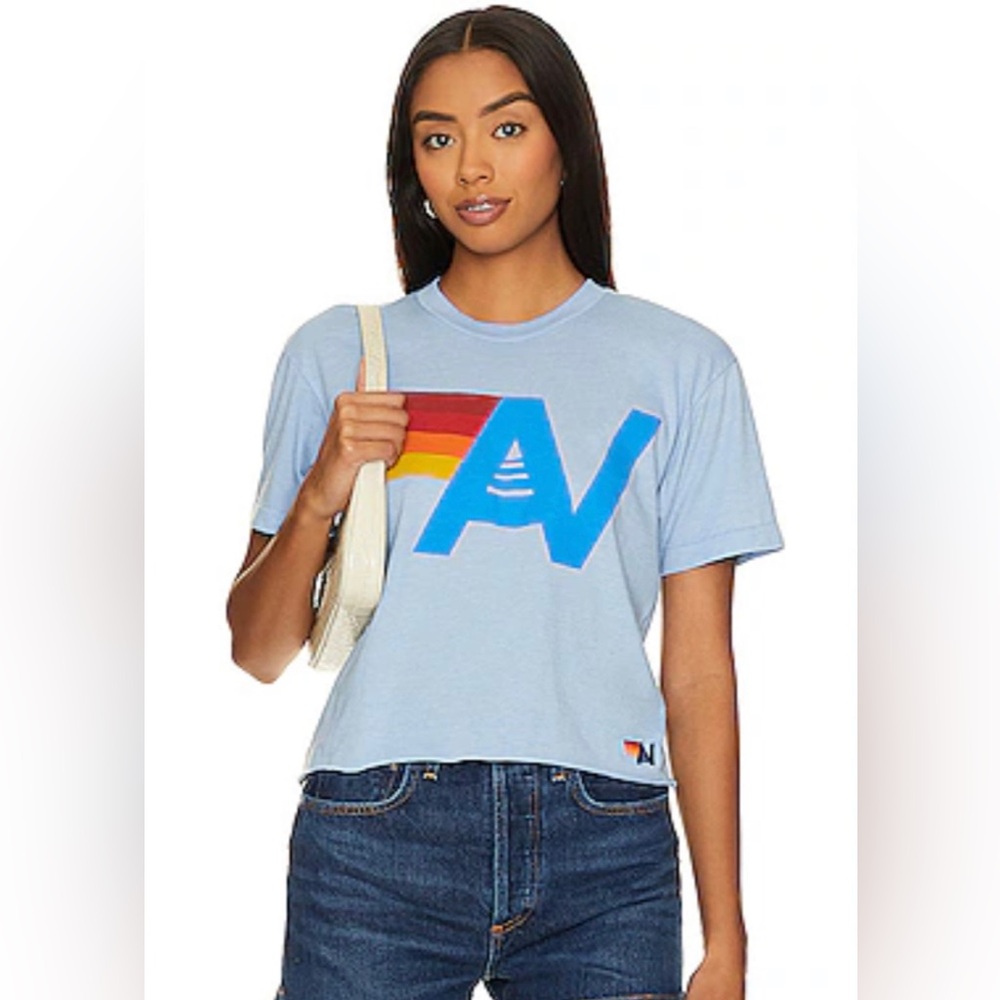 Aviator Nation Logo Boyfriend Tee Crew Neck Size Small